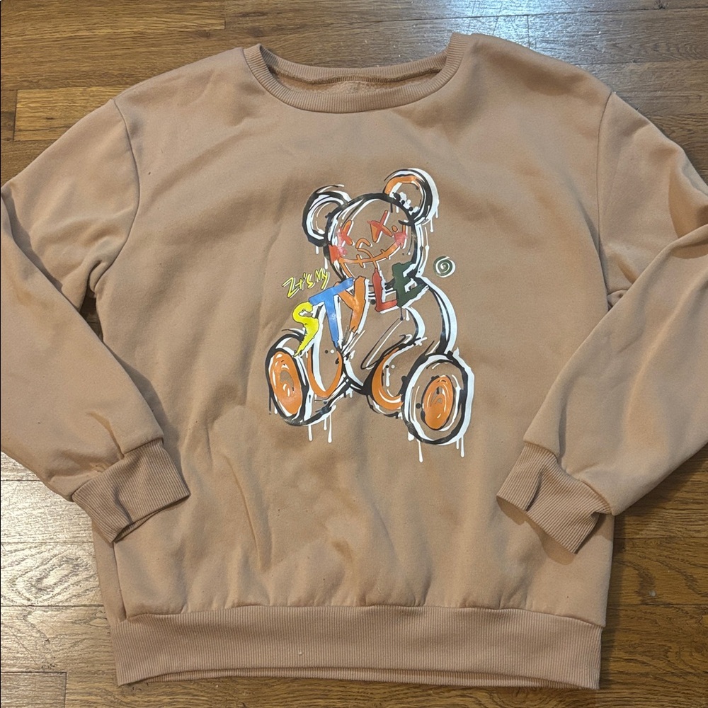 SHEIN Women's Crewneck Sweatshirt, Size Small, Alternative Teddy Bear Design
